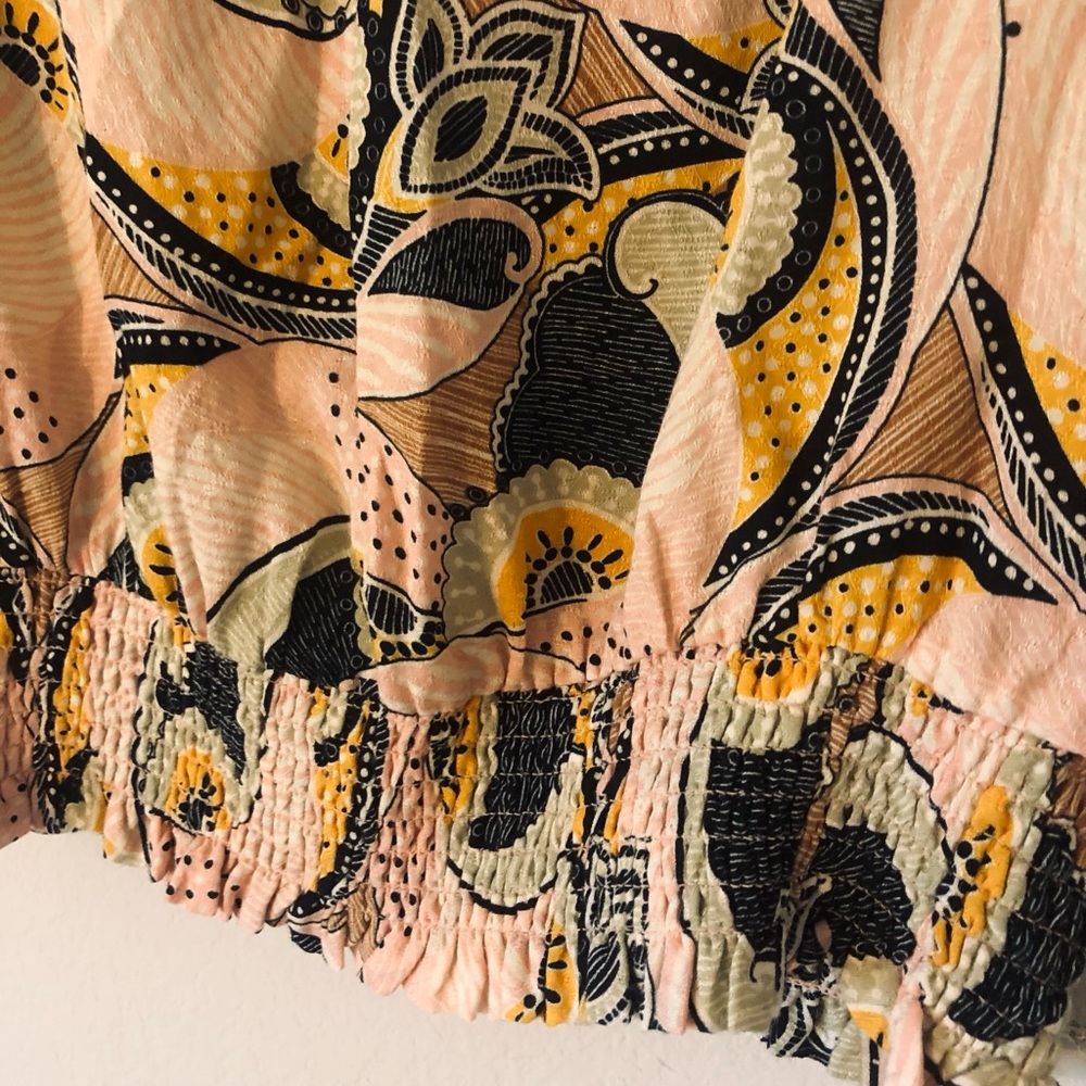 Cute Rose & Olive Flutter Sleeve Top Paisley W/ Pink Tassels Floral Retro Inspo - Picture 5 of 6